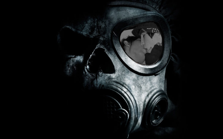 skulls, Kissing, Gas, Masks, Photomanipulations HD Wallpaper Desktop Background