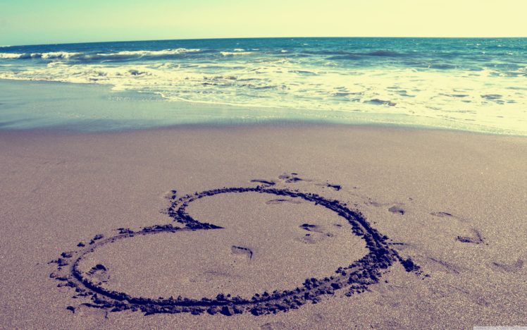 love, Beach, Hearts HD Wallpaper Desktop Background