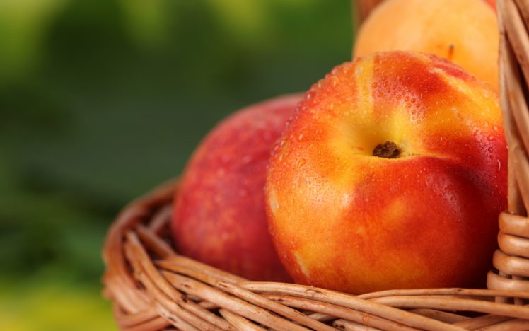 peaches, Fruit, Macro, Drops, Basket, Peach HD Wallpaper Desktop Background