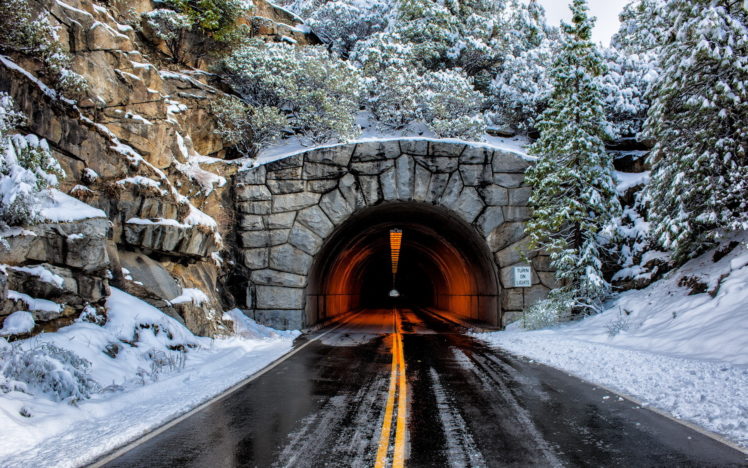 tunnel, Road, Landscape, Winter, Snow HD Wallpaper Desktop Background