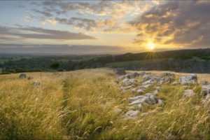 england, Grass, Rocks, Sunset, Landscape