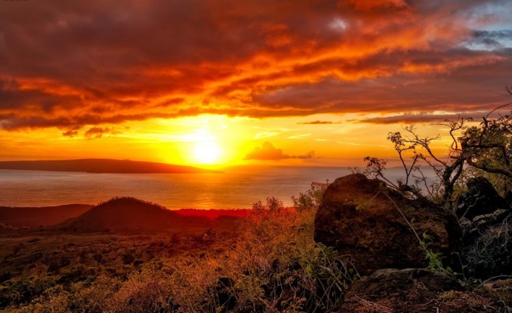 landscape, Sunset, Sun, Clouds, Island HD Wallpaper Desktop Background