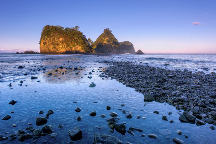 japan, Izu, Peninsula, Coast, Beach, Cliffs, Rocks, Ocean, Blue, Sky, Reflection HD Wallpaper Desktop Background