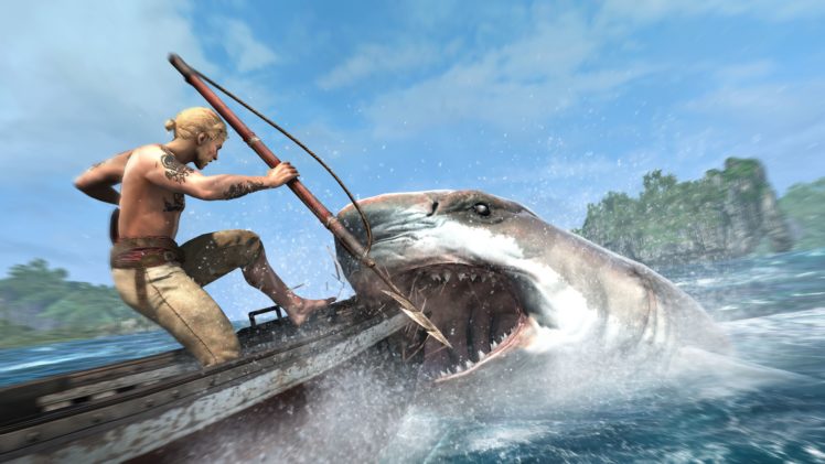 assassins, Creed, 3, Sharks, Men, Games, Shark HD Wallpaper Desktop Background