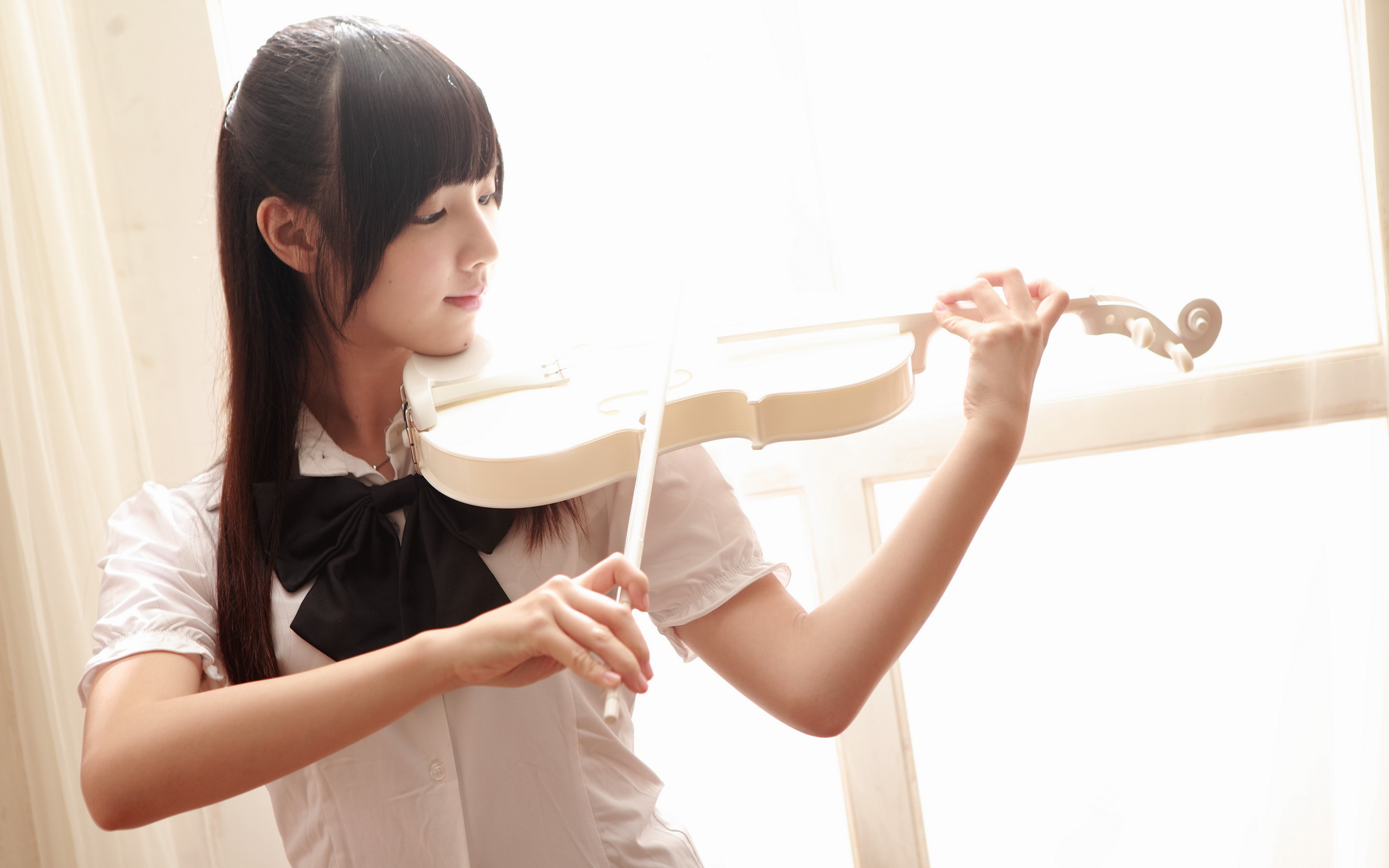 girl, Asian, Violin, Music Wallpaper
