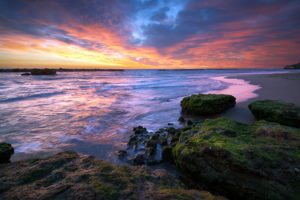 sunset, Sea, Landscape, Ocean, Sky, Clouds, Reflection