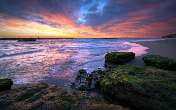 sunset, Sea, Landscape, Ocean, Sky, Clouds, Reflection HD Wallpaper Desktop Background