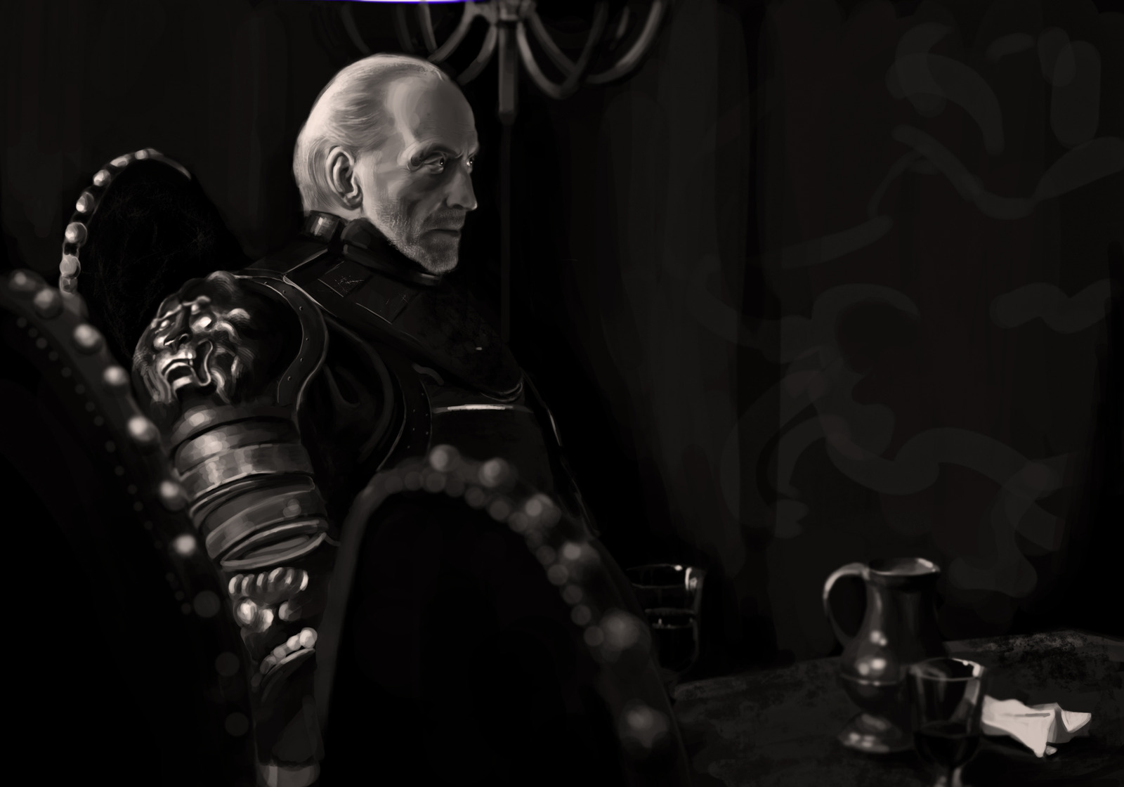 game, Of, Thrones, Tywin, Lannister, Charles, Dance, Drawing, B w, Fantasy, Sci fi Wallpaper