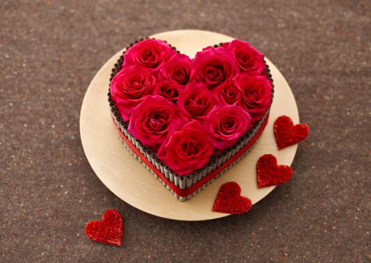 roses, Gifts, Red, Heart, Flowers, Valentines, Valintine, Mood HD Wallpaper Desktop Background