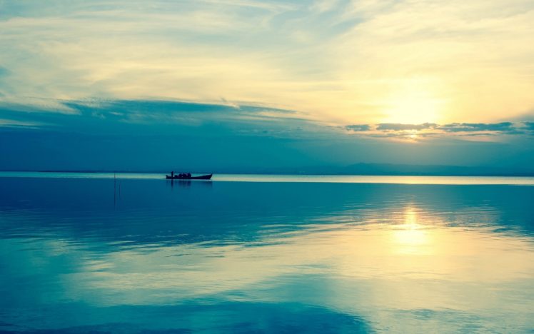sea, Sunset, Boat, Landscape HD Wallpaper Desktop Background