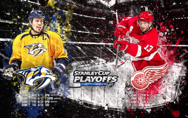 hockey, Deroit, Red, Wings, Vs, Nashville, Predators HD Wallpaper Desktop Background
