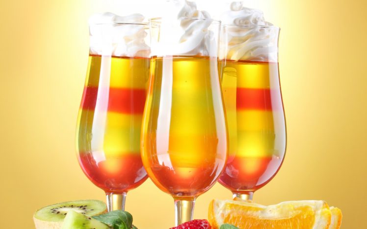 cocktails, Glasses, Fruit, Strawberry, Kiwi, Orange, Dessert HD Wallpaper Desktop Background