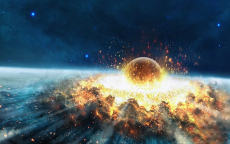 explosions, Planets, Crash, Artwork, Catastrophe, Collision HD Wallpaper Desktop Background