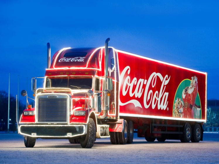 2009, Freightliner, Classic, Coca, Cola, Christmas, Semi, Tractor, Drink HD Wallpaper Desktop Background