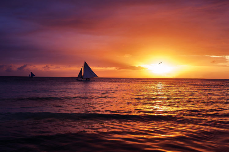 sea, Sky, Sunset, Sun, Clouds HD Wallpaper Desktop Background