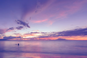 ocean, Clouds, Sunset, Purple, Beach