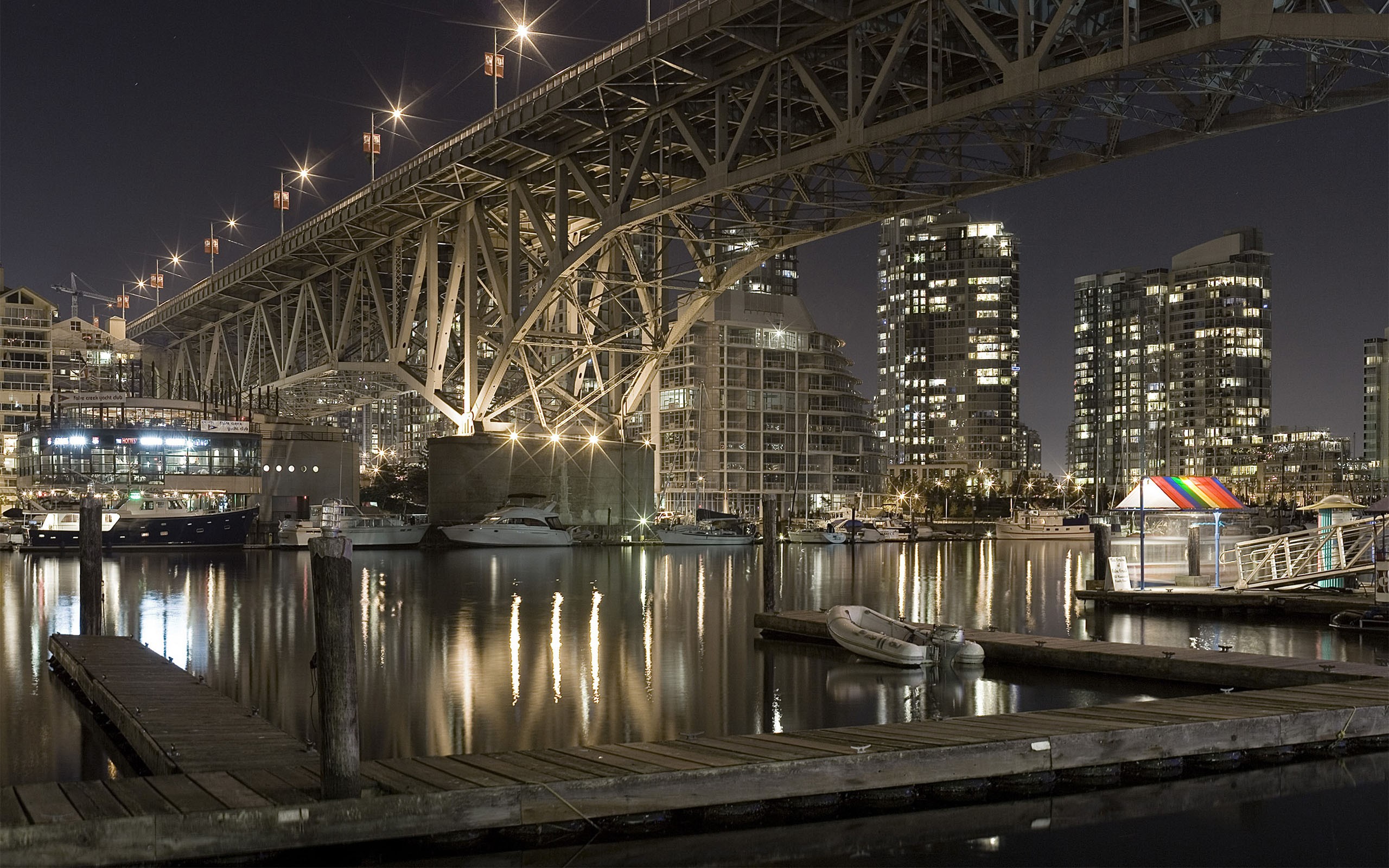 water, Cityscapes, Lights, Ships, Bridges, Buildings, Vehicles, Bright, Cities Wallpaper