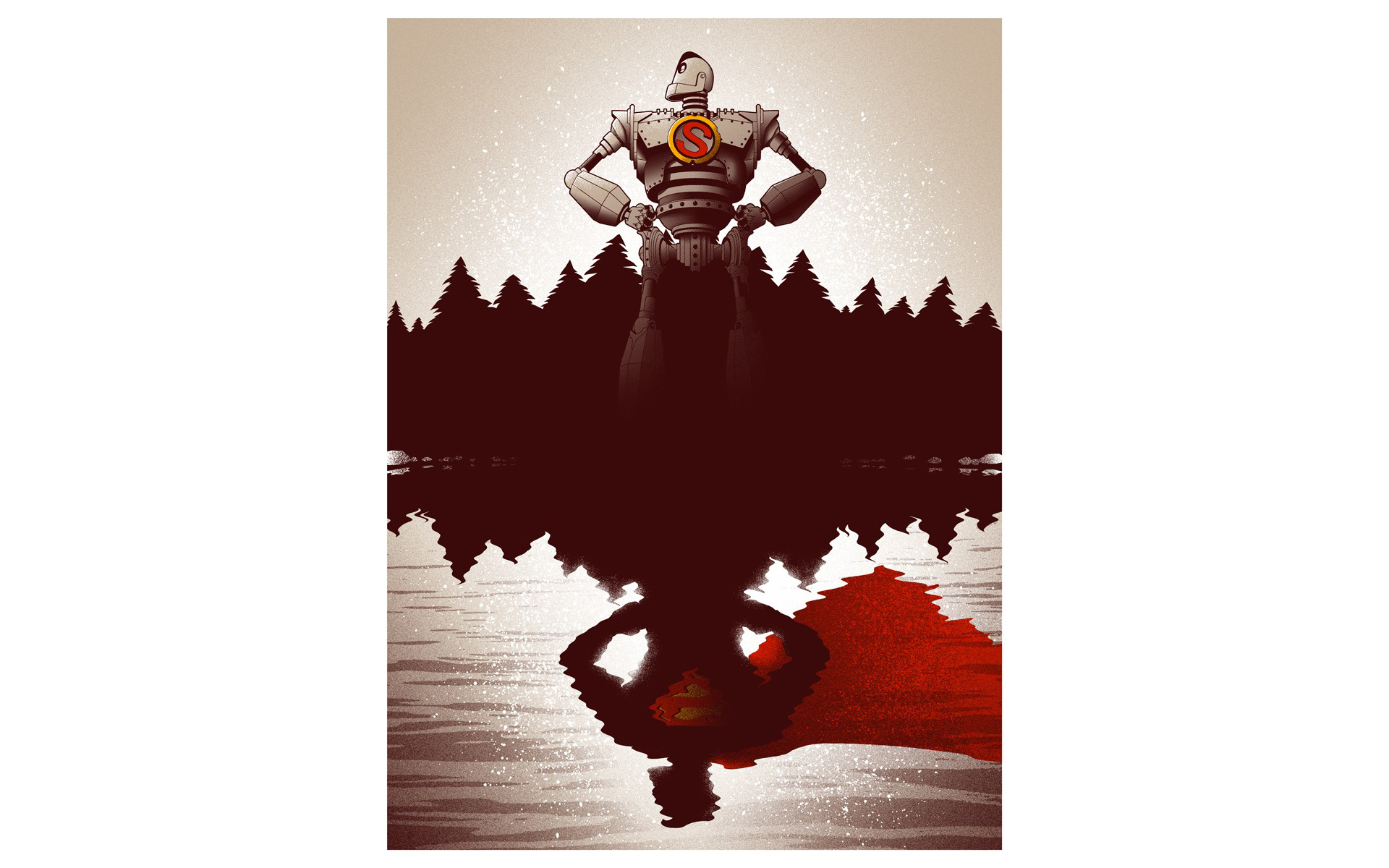 the, Iron, Giant, Robot, Reflection, White, Superman, Superhero Wallpaper