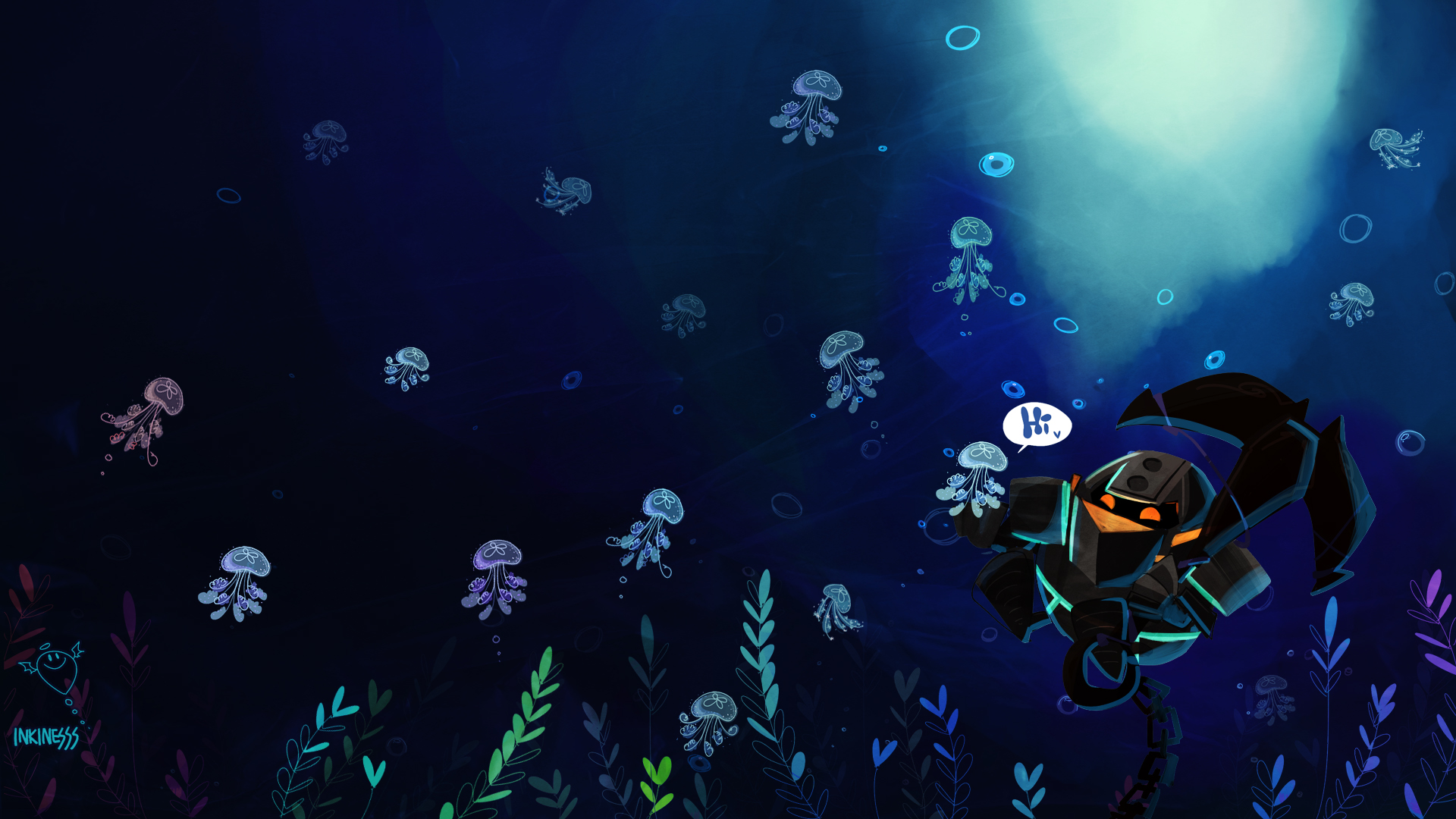 jellyfish, Underwater, Drawing Wallpaper