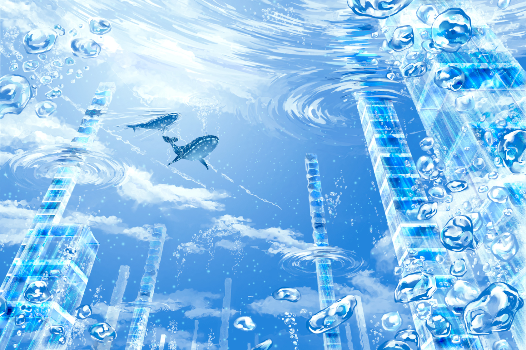 bubbles, Clouds, Konomi,  el, Love , Original, Scenic, Underwater, Water, Bokeh Wallpaper