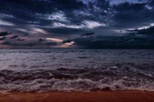 sea, Aeyaey, Waves, Beach, Sand, Clouds, Evening