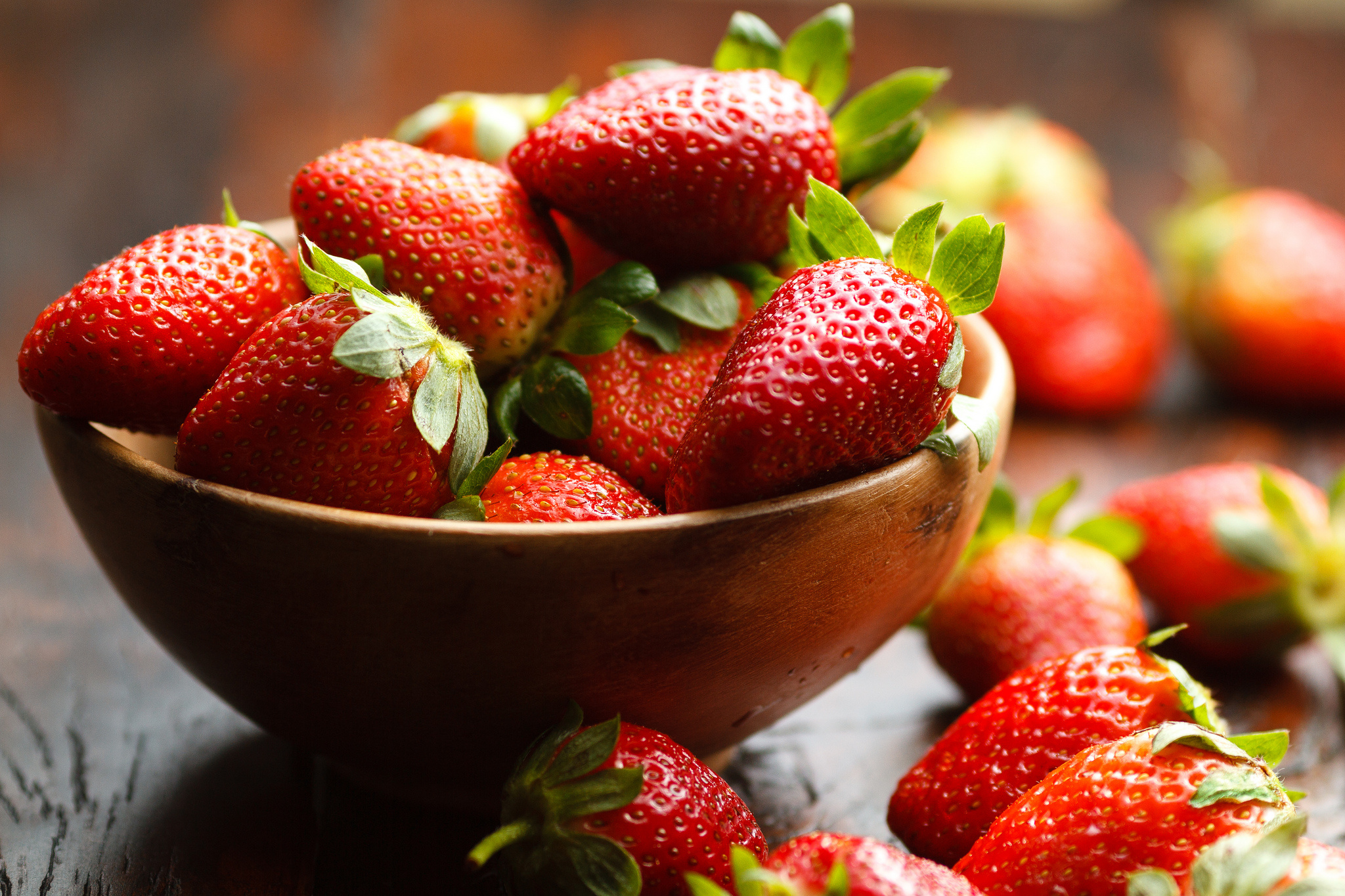 berries, Strawberries, Bowl Wallpaper