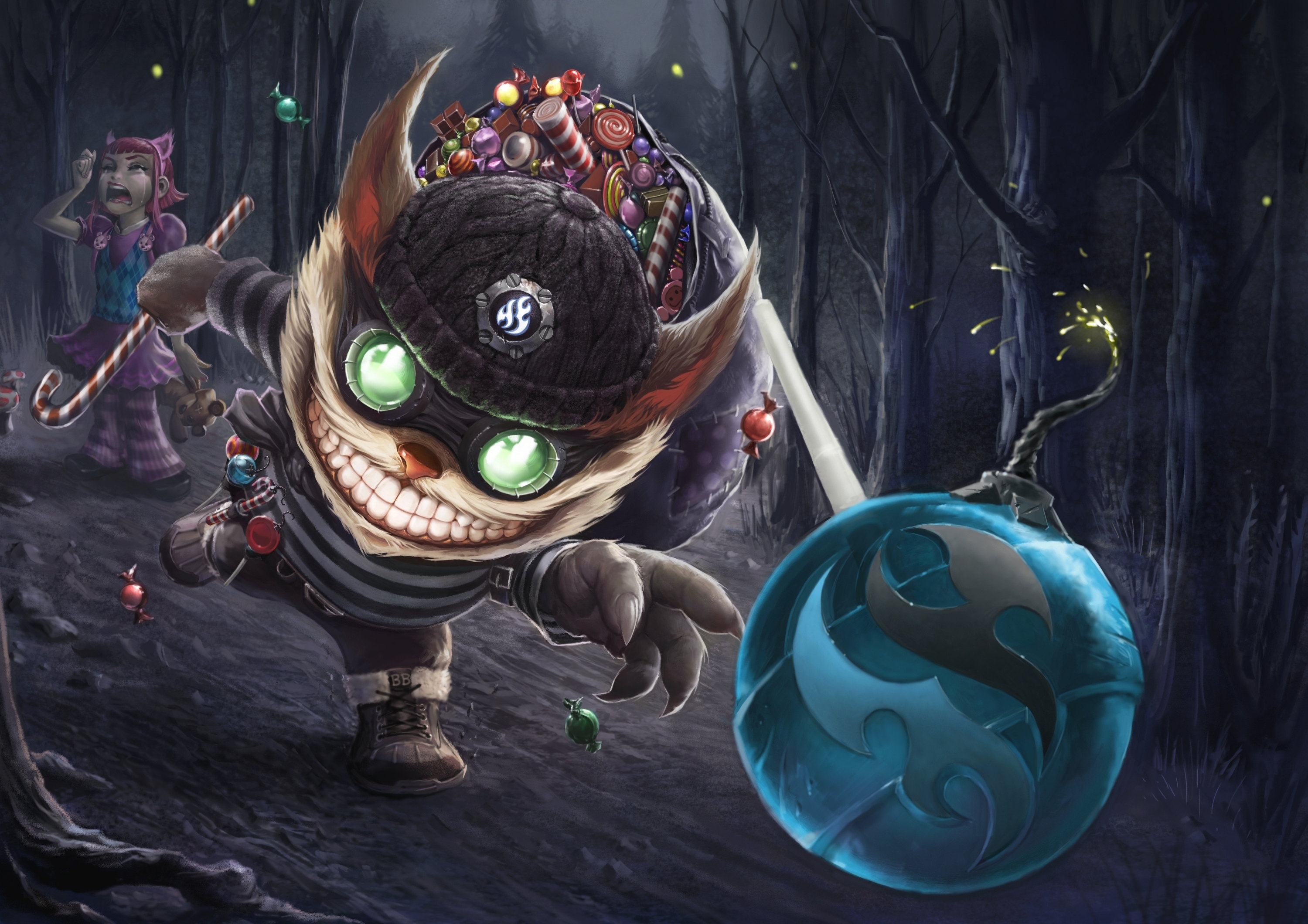 league, Of, Legends, Candy, Ziggs, Smile, Winter, Hat, Games, Fantasy Wallpaper