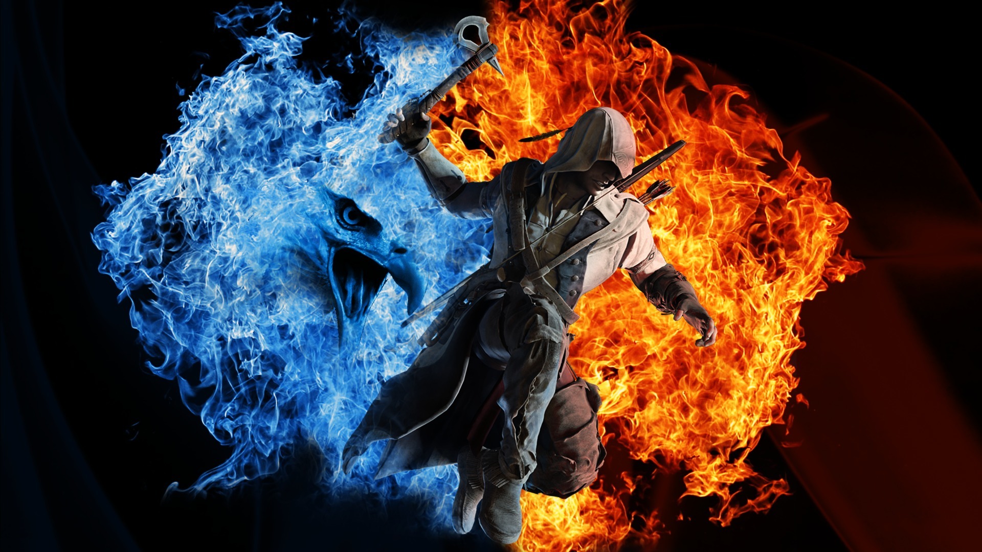 assassins, Creed, 3, Fire, Warrior, Games, Fantasy Wallpaper