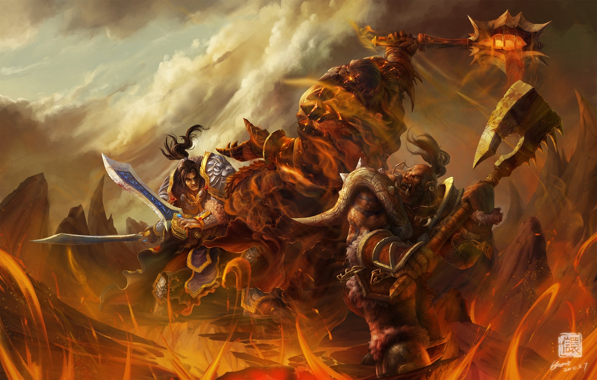 world, Of, Warcraft, Wow, Warrior, Orc, Battle, Monster, Axe, Games, Fantasy Wallpaper