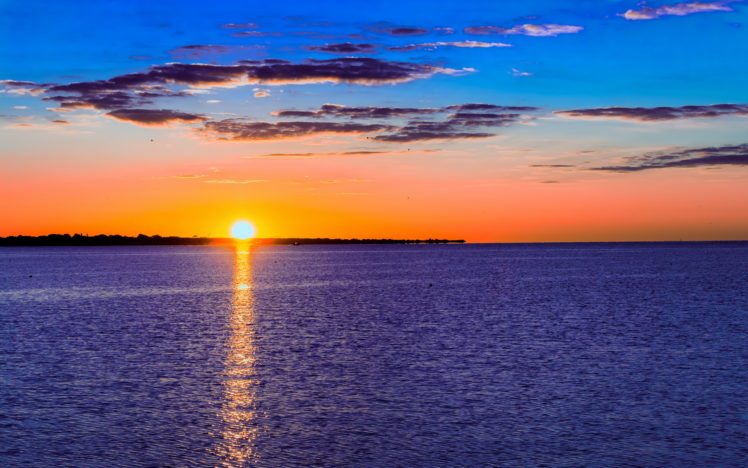 sea, Aeyaey, Sunset, Landscape, Sky, Clouds, Ocean HD Wallpaper Desktop Background