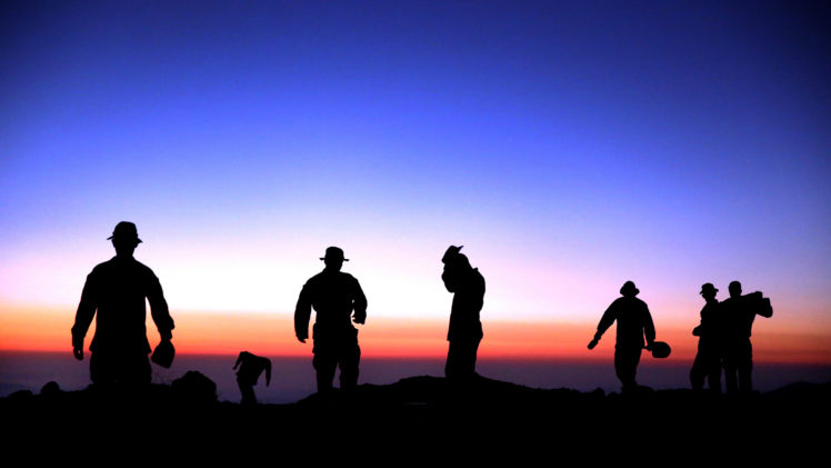soldiers, Silhouette, Sunset, Military HD Wallpaper Desktop Background