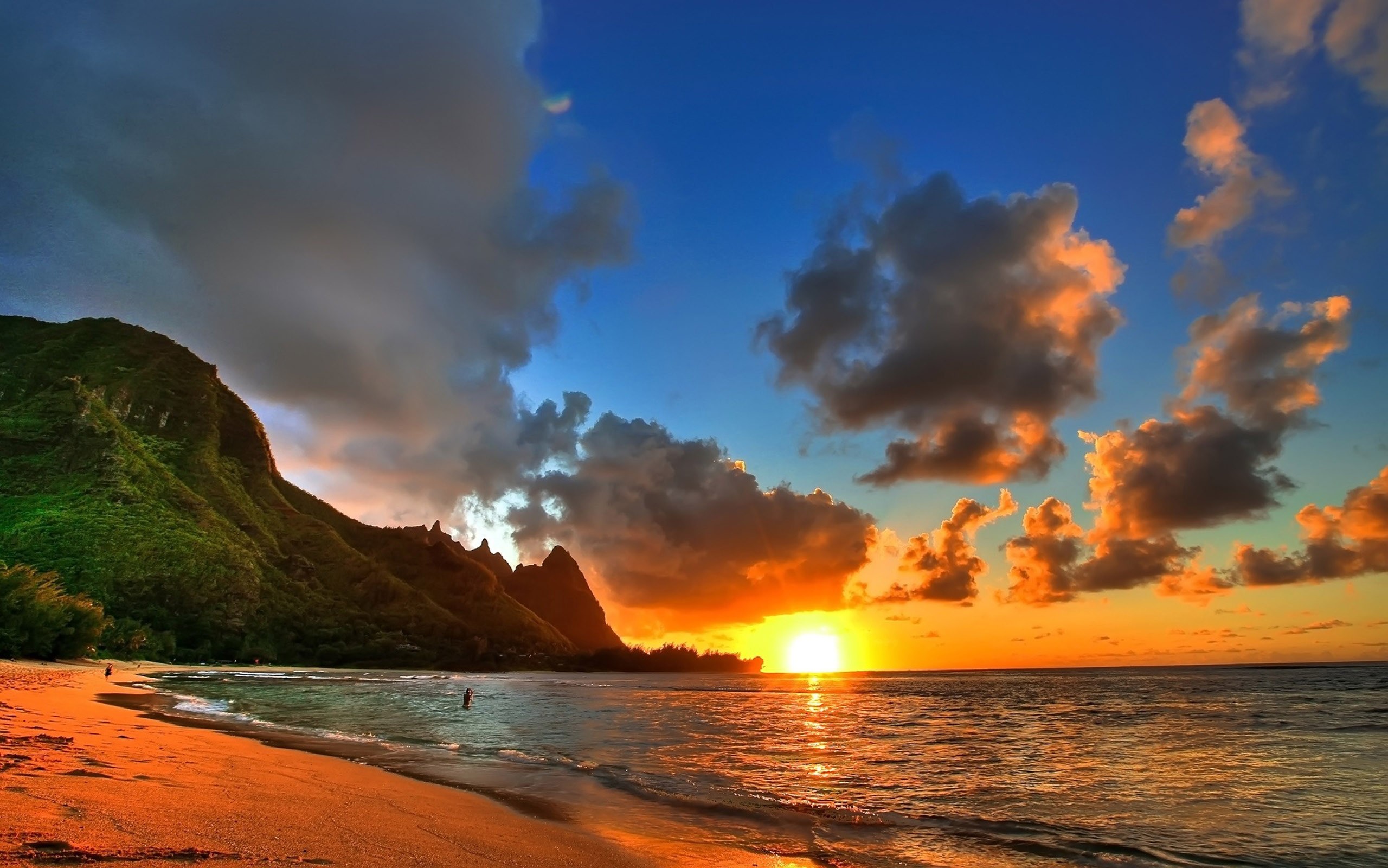 sunset, Landscapes, Nature, Beach Wallpaper