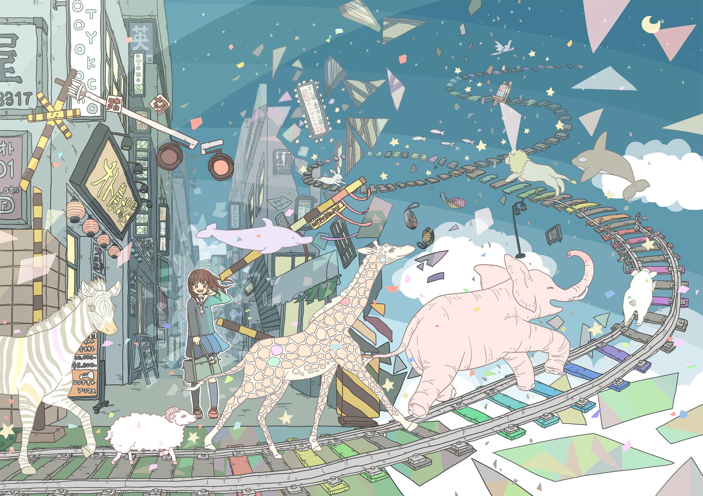 original, Animal, Bunny, Elephant, Lion, Original, Seifuku, Sheep, Usami, Miki Wallpaper