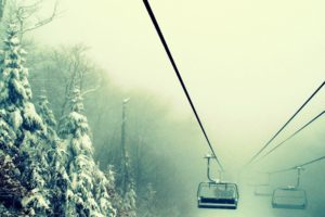 nature, Winter, Snow, Forest, Monochrome, Cable, Car