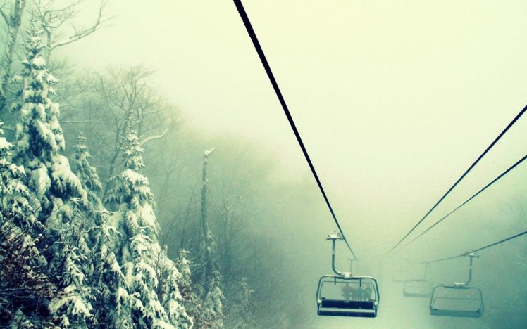 nature, Winter, Snow, Forest, Monochrome, Cable, Car HD Wallpaper Desktop Background
