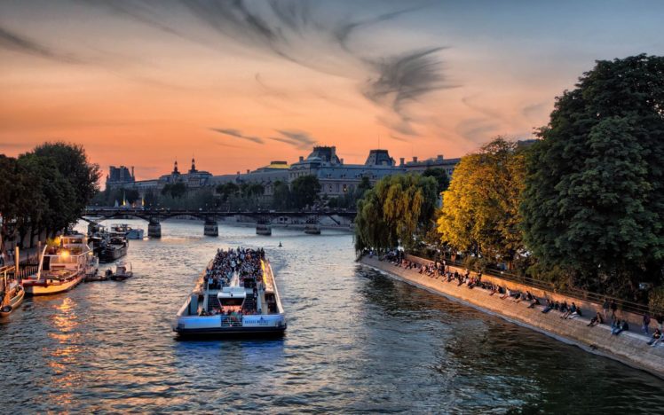 paris, Sena, City, Evening HD Wallpaper Desktop Background