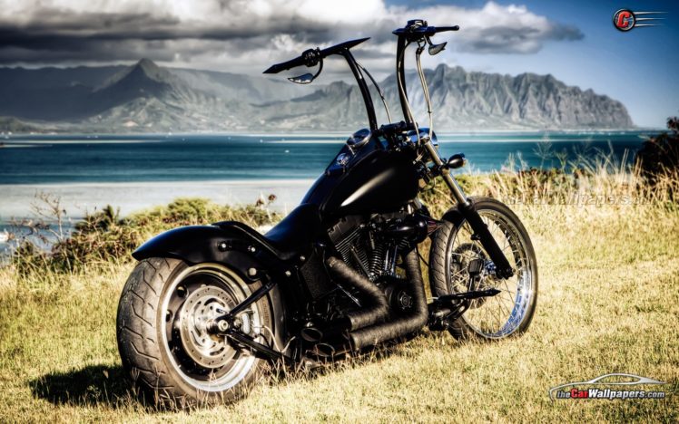 mountains, Landscapes, Beach, Sea, Chopper, Motorbikes HD Wallpaper Desktop Background