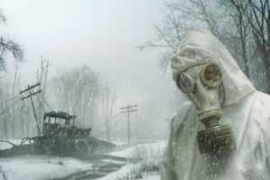 stalker, Apocalyptic, Dark, Gas, Winter, Mask, People, Snow