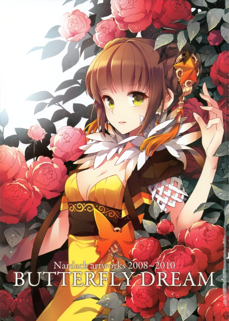 flowers, Fantasy, Art, Yellow, Eyes, Artwork, Anime, Girls, Nardack HD Wallpaper Desktop Background