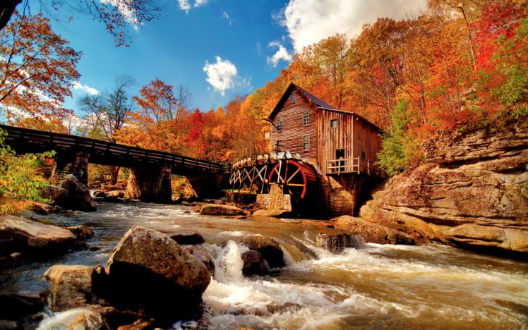 landscapes, Trees, Autumn, Houses, Rivers HD Wallpaper Desktop Background