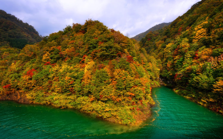 mountains, Japan, Fall, Forest, Lake, Autumn, Lake HD Wallpaper Desktop Background