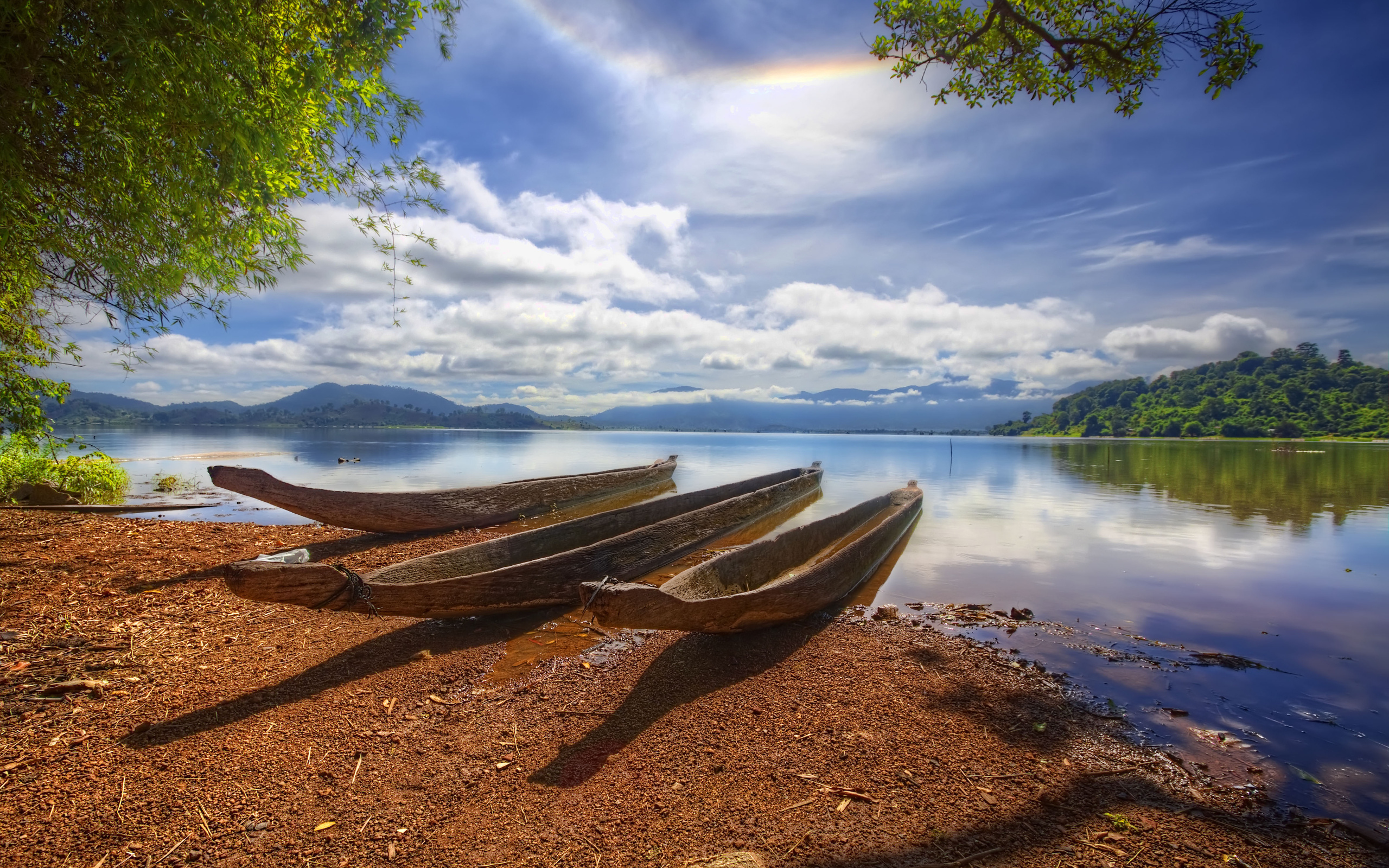vietnam, Lac, Landscape, Boat, Lake, Reflection Wallpaper