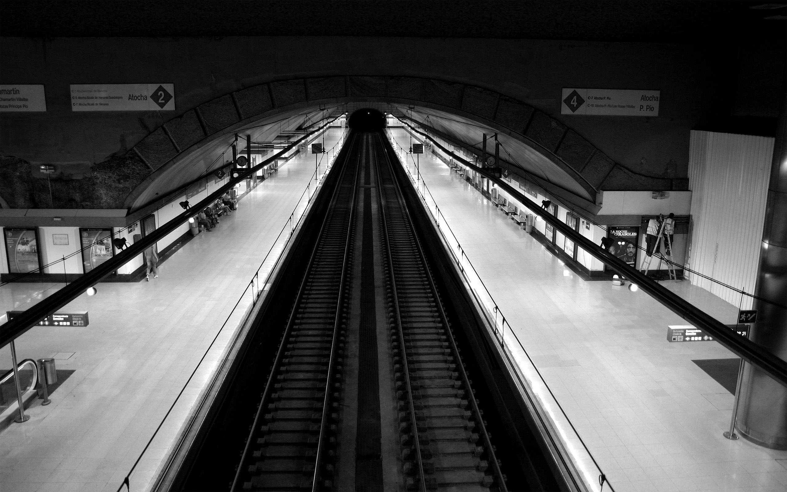 subway, Train, Stations, Grayscale, Monochrome Wallpaper