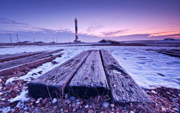 landscapes, Snow, Night, Lighthouses HD Wallpaper Desktop Background