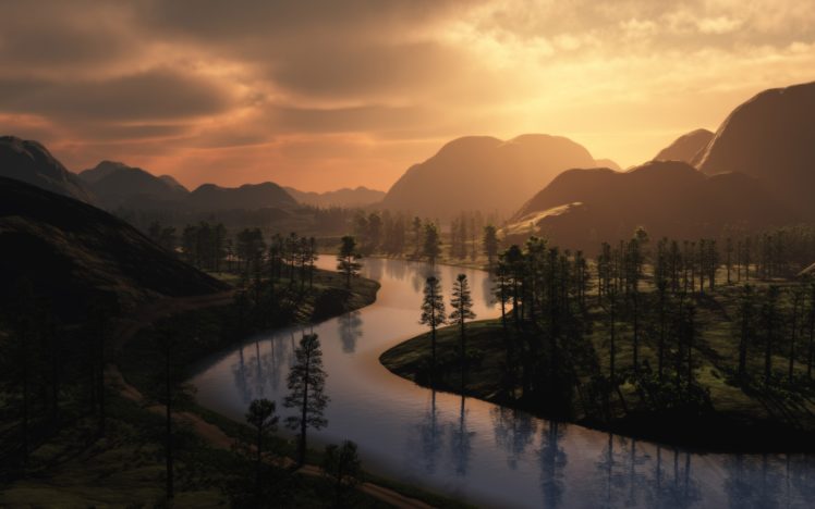landscapes, Digital, Art, Rivers HD Wallpaper Desktop Background