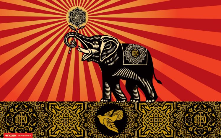 obey, Elephants, Shepard, Fairey, Incase HD Wallpaper Desktop Background