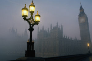 cityscape, London, Fog