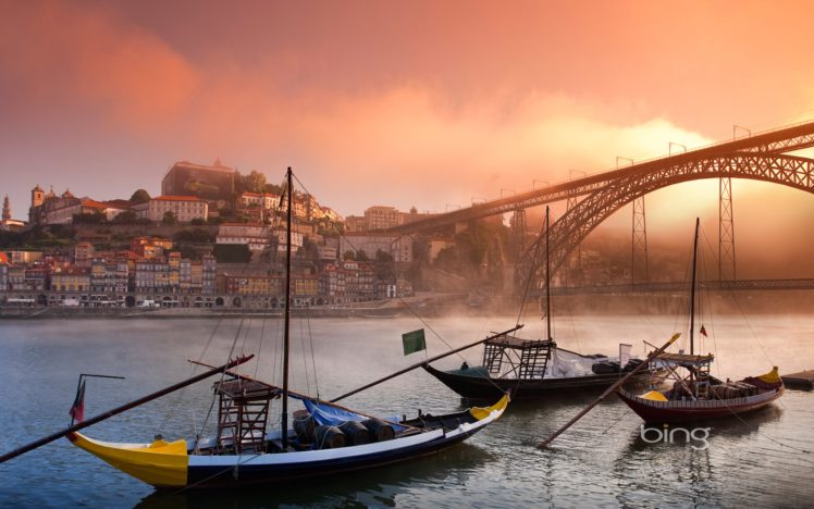 beach, Cityscapes, Mist, Bridges, Portugal, Rivers, Porto, Bing, Oporto HD Wallpaper Desktop Background