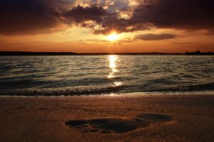 water, Sunset, Landscapes, Beach, Footprint
