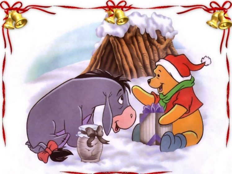 winnie, The, Pooh, Disney, Christmas HD Wallpaper Desktop Background